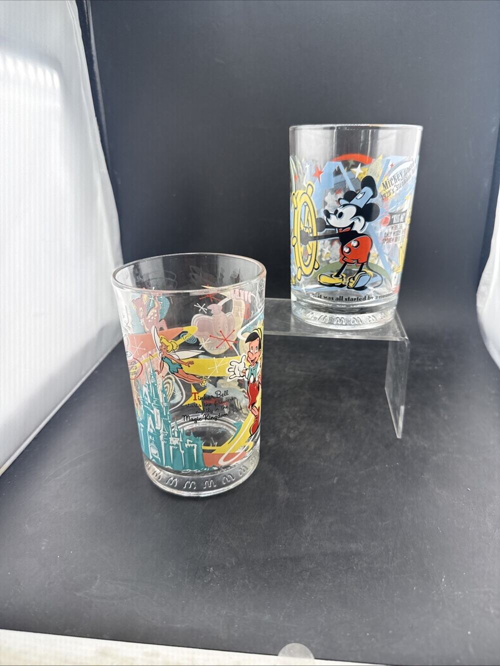 Vintage 2002 McDonald's Disney World 100 Years of Magic Glasses Set of 2 Mickey